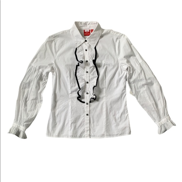 ❤️Oscar de la Renta white cotton blouse with beautiful ruffle detailing size 8❤️ - Picture 3 of 11